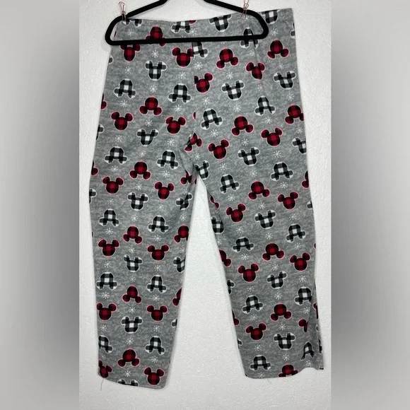 Disney Mickey Mouse Plaid Fleece Pajama Pants Gray Cozy Lounge Sleepwear Size 2X - Picture 5 of 6